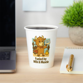 Von Milch und Muskeln gespeist - Funny Bullio Pape Pappbecher