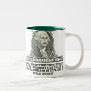 Von Mises auf Papiergeld Zweifarbige Tasse