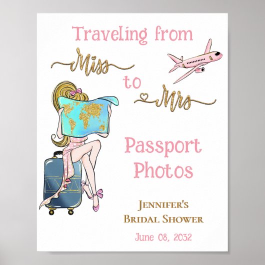 Von Miss zu Brautparty Journey Foto Sign Poster (Vorne)