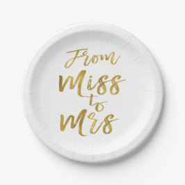 Von Miss zu Brautparty Party Gold Foil Pappteller