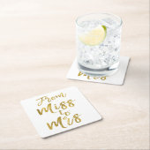 Von Miss zu Brautparty Party Gold Foil Rechteckiger Pappuntersetzer (Vor Ort)