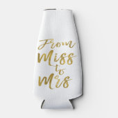 Von Miss zu Mrs. Brautparty Gold Foil Script Flaschenkühler (Vorderseite)