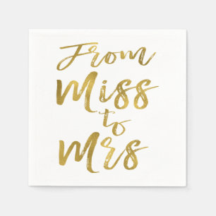 Von Miss zu Mrs. Brautparty Gold Foil Script Serviette