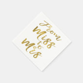 Von Miss zu Mrs. Brautparty Gold Foil Script Serviette (Ecke)