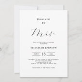 Von Miss zu Mrs. Minimal Brautparty Einladung (Vorderseite)