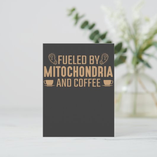 Von Mitochondrien und Kaffeeliebhabern angeheizte Postkarte (Stehend Vorderseite)