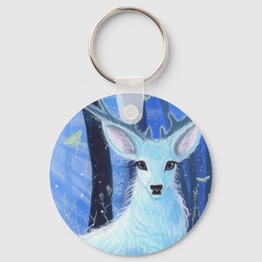"Von Mondlicht verzaubert" White Stag Keyring Schlüsselanhänger (Vorderseite)