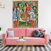 Von Musikern umgebene gekrönte Figur Leinwanddruck (Insitu (Wohnzimmer))