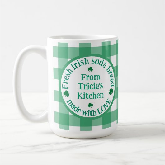 Von NAME Küche mit Liebe Irischer grüner Check  Kaffeetasse (Links)