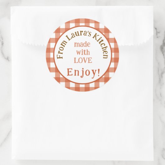 Von NAME Küche mit Liebe Rust Check Runder Aufkleber (Tasche)