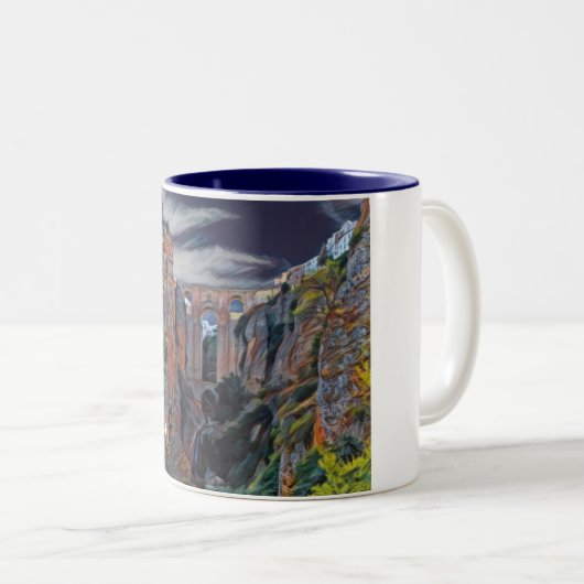 Von oben - Ronda - das echte Spanien Zweifarbige Tasse (VorderseiteRechts)