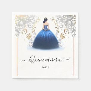 Von Ombre Elfenbein Eis Sky Gold Royal Blue Quince Serviette