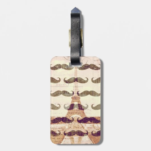 Von Paris mit dem Schnurrbart Gepäckanhänger (Rückseite vertikal)