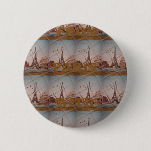 Von Paris mit Liebe blauen Himmelsfarben Button
