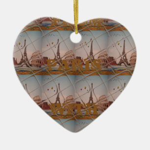 Von Paris mit Liebe blauen Himmelsfarben Keramik Ornament