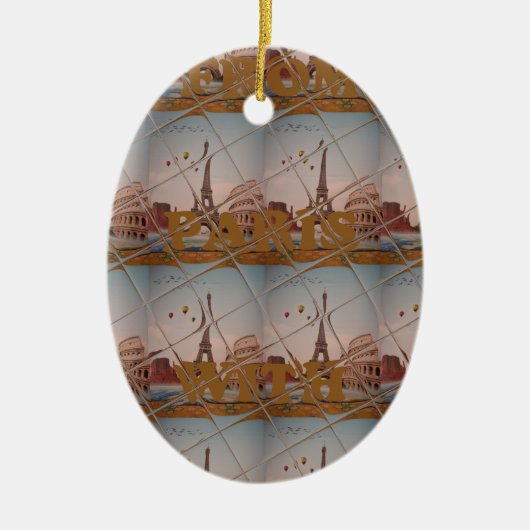 Von Paris mit Liebe blauen Himmelsfarben Keramikornament (Vorne)