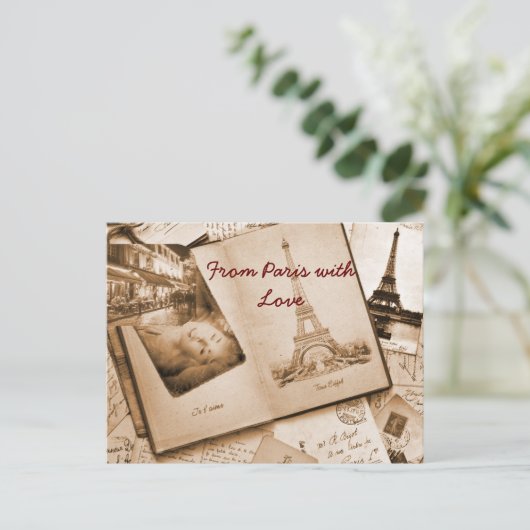 Von Paris mit Liebe Postkarte (Stehend Vorderseite)