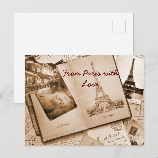 Von Paris mit Liebe Postkarte (Vorne/Hinten)