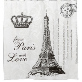 Von Paris mit Liebe-Schwarzweiss-Reise-Dekor Duschvorhang