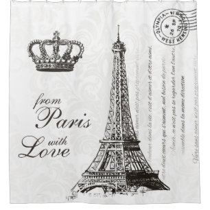 Von Paris mit Liebe-Schwarzweiss-Reise-Dekor Duschvorhang