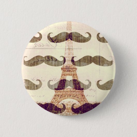 Von Paris mit Schnurrbart Button (Vorderseite)