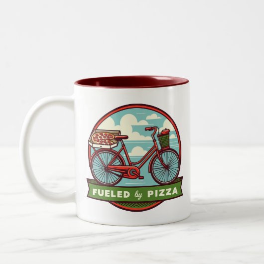 Von Pizza Bike angetrieben Zweifarbige Tasse (Links)