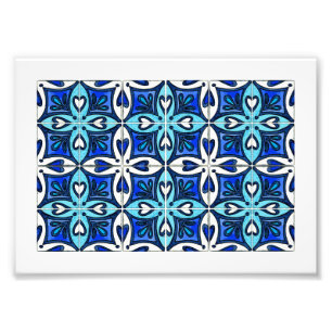 Von portugiesischer Azulejos Blue Inspiriert Herzk Fotodruck