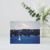 Von Puget Sound aus gesehen Mount Rainier Postkarte (Stehend Vorderseite)