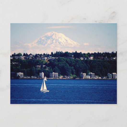 Von Puget Sound aus gesehen Mount Rainier Postkarte (Vorderseite)