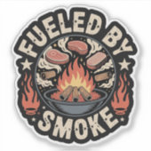 Von Rauch gespeist - GRILLEN Feuerwerk Emblem Aufkleber (Vorderseite)