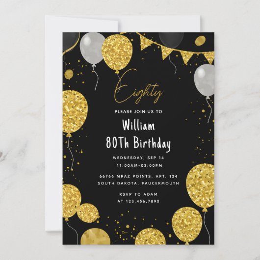 Von Retro Spaß Erwachsenen Humor Happy Chic 80. Ge Einladung (Vorderseite)