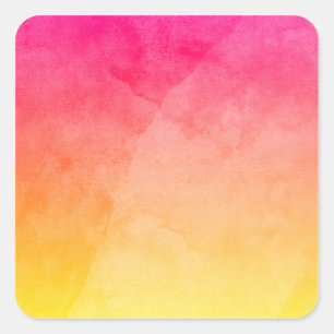 Von Rosa zu Gelb Aquarell Quadratischer Aufkleber