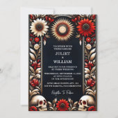 Von Ruby Thick Claret White Heart Red Black Weddin Einladung (Vorderseite)