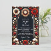 Von Ruby Thick Claret White Heart Red Black Weddin Einladung (Stehend Vorderseite)