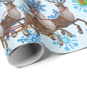 Von Santa Add Kinder Name Rentier Sleigh Geschenkpapier (Rolleneckpunkt)