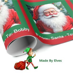 Von Santa Add Kindsname ein persönliches Weihnacht Geschenkpapier