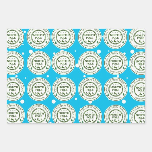 von Santa-Aufklebern Nordpol Geschenkpapier Set (Vorderseite)
