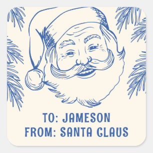 Von Santa Claus Doodle Weihnachten Quadratischer Aufkleber