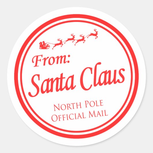 Von Santa Claus North Pole Offizielle Post Runder Aufkleber (Vorderseite)