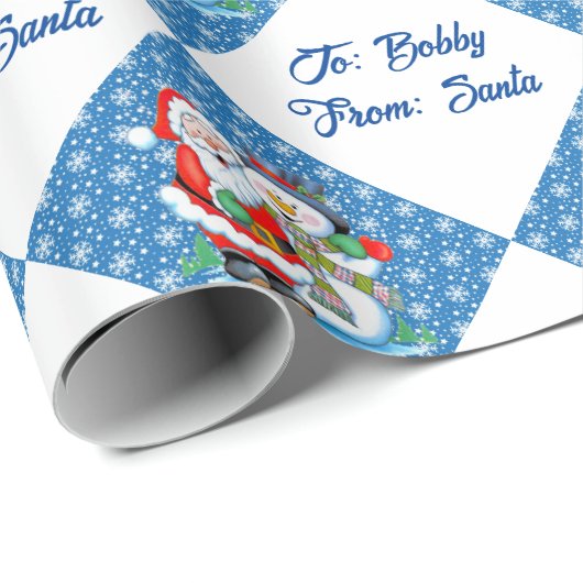 Von Santa Claus personalisieren Name Weihnachtssch Geschenkpapier (Rolleneckpunkt)