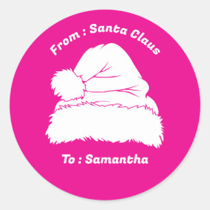 Von Santa Claus Rosa weißes Weihnachtsgeschenk Runder Aufkleber