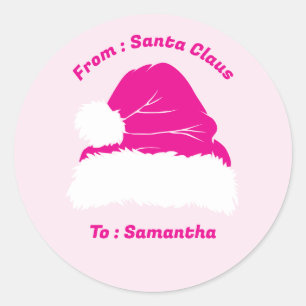 Von Santa Claus weiches rosa Weihnachtsgeschenk Runder Aufkleber