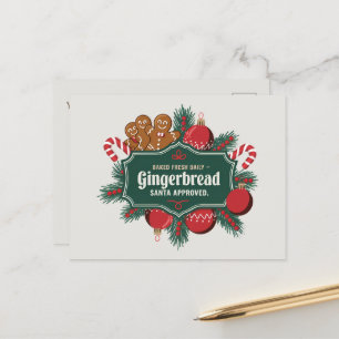 Von Santa genehmigte Gingerbret-Cookies hinzufügen Feiertagspostkarte