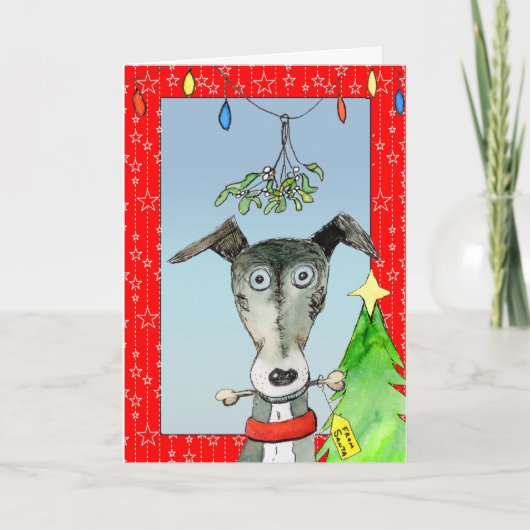 Von Santa - Greyhound Weihnachtskarte (a514) Feiertagskarte (Vorderseite)