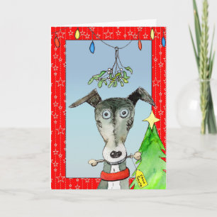 Von Santa - Greyhound Weihnachtskarte (a514) Feiertagskarte