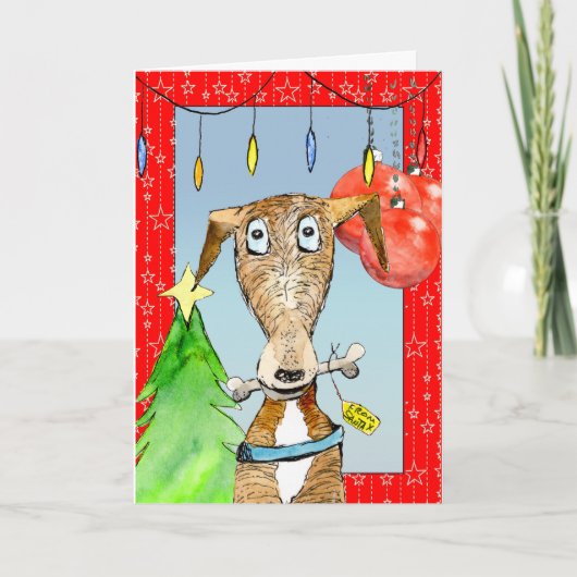 Von Santa - Greyhound Weihnachtskarte (a515) Feiertagskarte (Vorderseite)