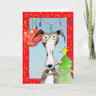 Von Santa - Greyhound Weihnachtskarte (a517) Feiertagskarte