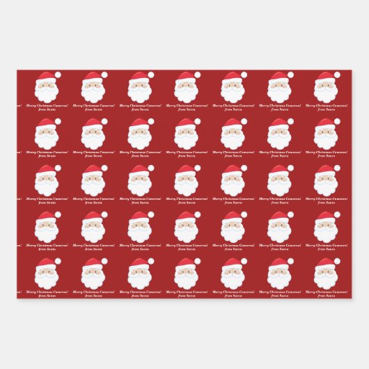 Von Santa Niedliche Custom Red Kids Weihnachten Geschenkpapier Set (Vorderseite)