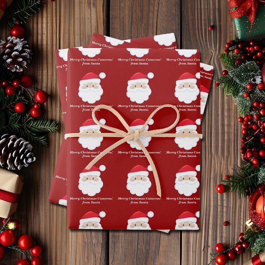 Von Santa Niedliche Custom Red Kids Weihnachten Geschenkpapier Set