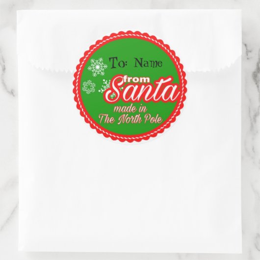 Von Santa Personalisiert Runder Aufkleber (Tasche)